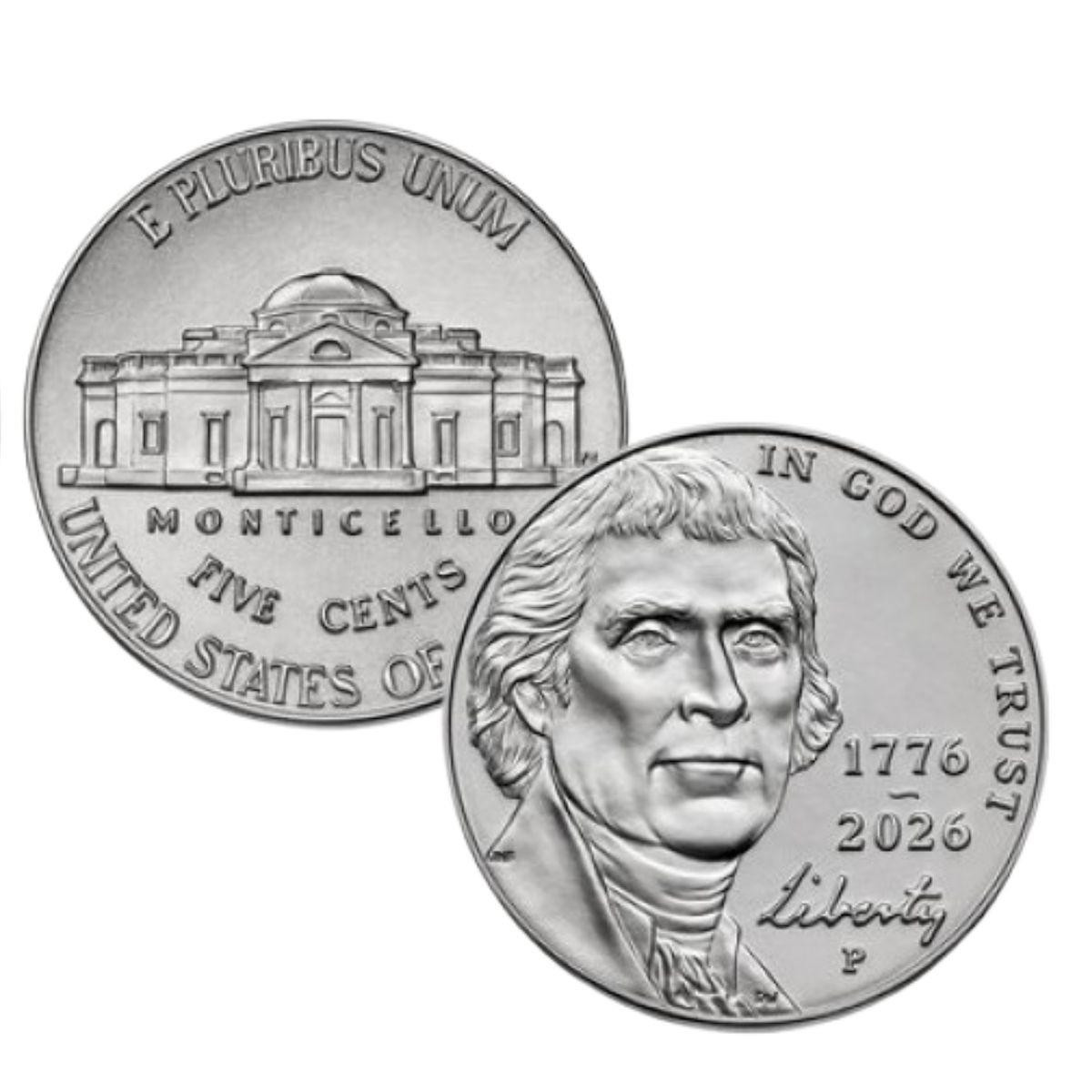 1776–2026 P America 250 Jefferson Nickel Roll BU 1-Year Issue
