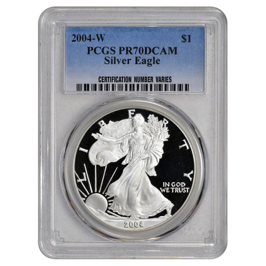 2004-W American Silver Eagle Proof - PCGS PR70 DCAM - Bullion Shark
