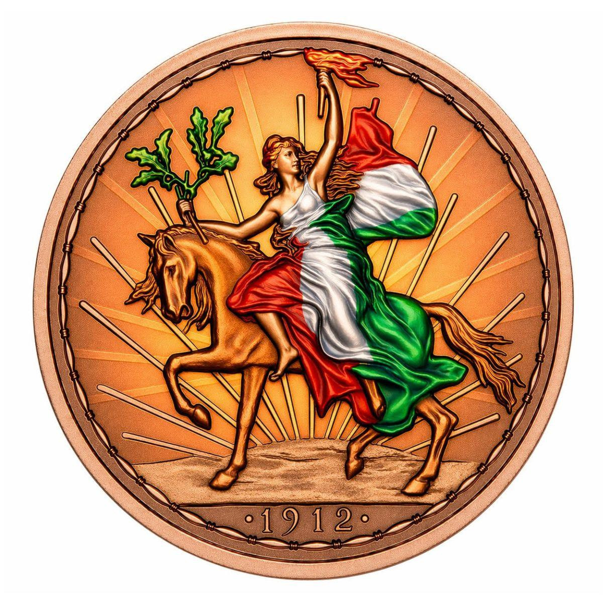 1912 Caballito Tribute 1 oz Colorized Copper Art Round Intaglio