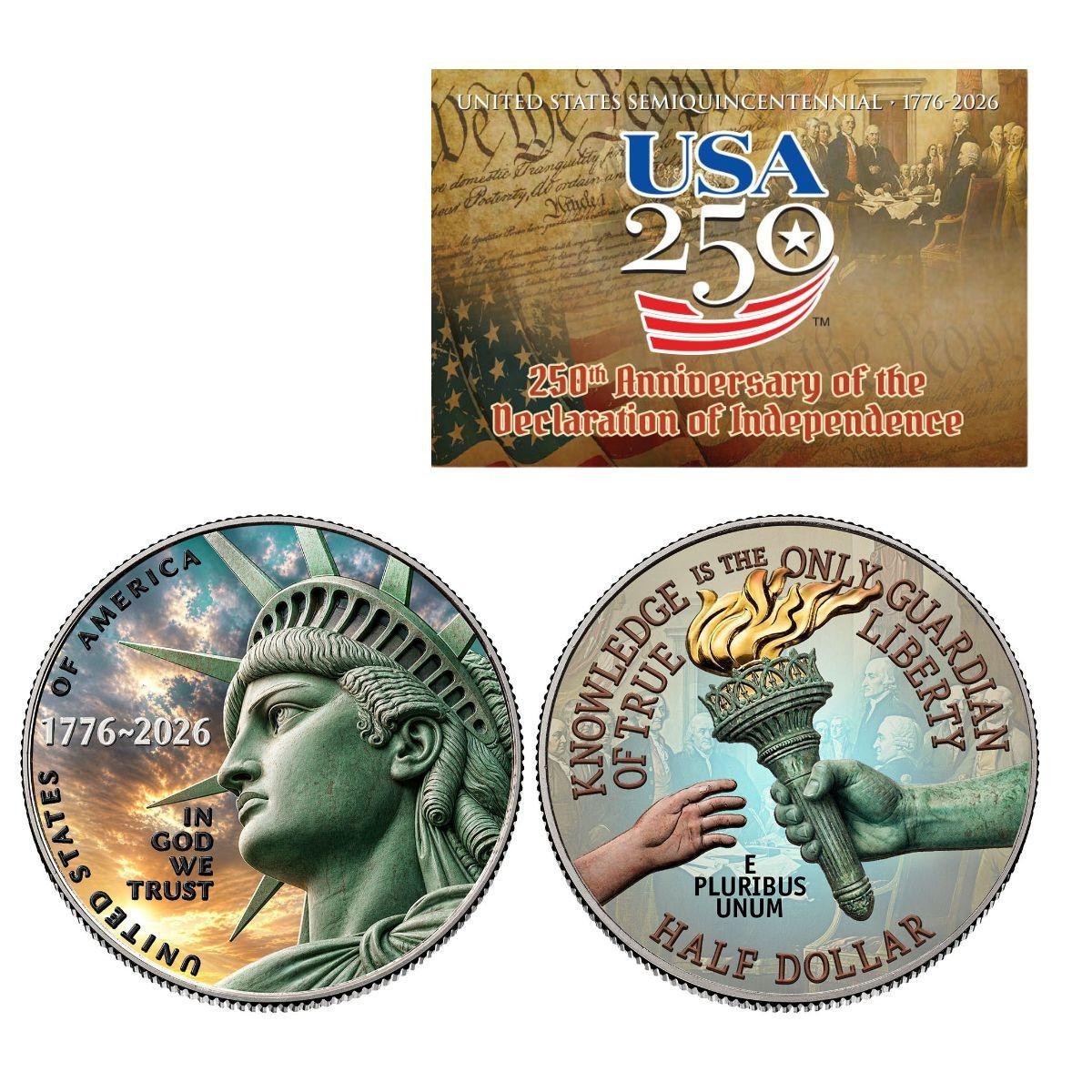 2026 Semiquincentennial Half Dollar - 250th Anniversary - Colorized