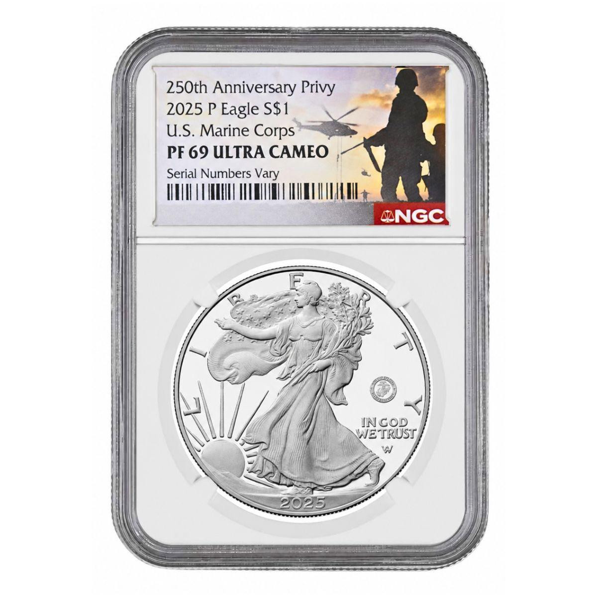 2025 Marine Privy Proof Silver Eagle NGC PF69 Ultra Cameo