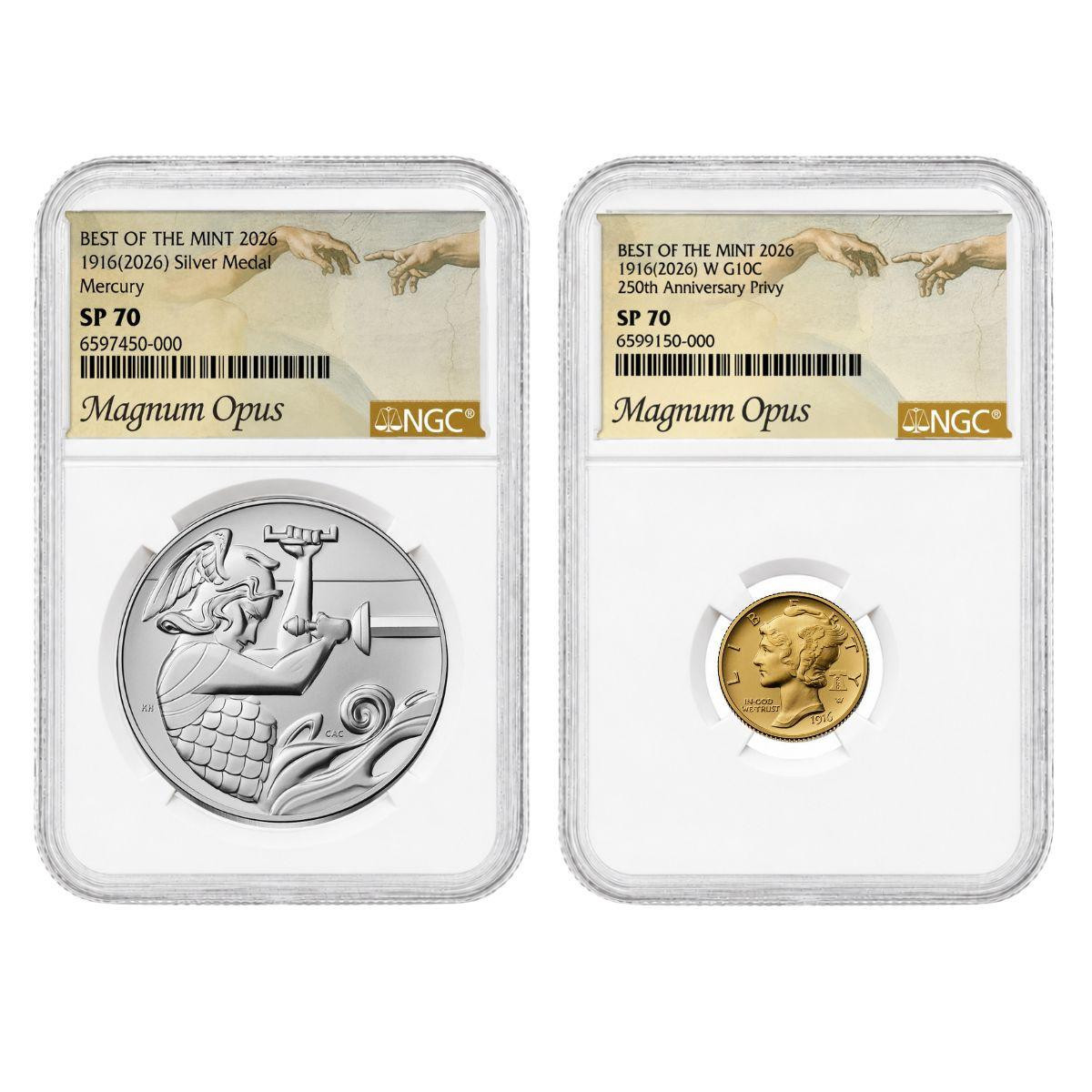 2026-W (P) Mercury Gold Coin and Silver Medal Set NGC SP70 Magnum