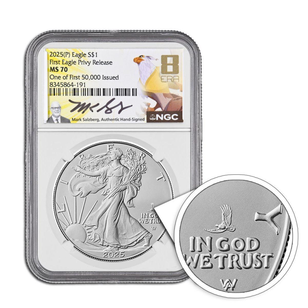 2025 Eagle Privy American Silver Eagle NGC MS70 - One of First