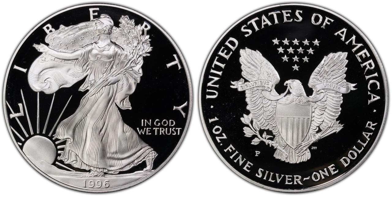 1996-P American Silver Eagle Proof (OGP & Papers) - Bullion Shark