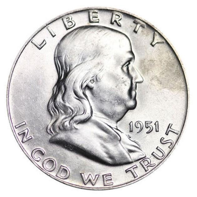 1951-D Franklin Half Dollar Brilliant Uncirculated- BU - Bullion Shark