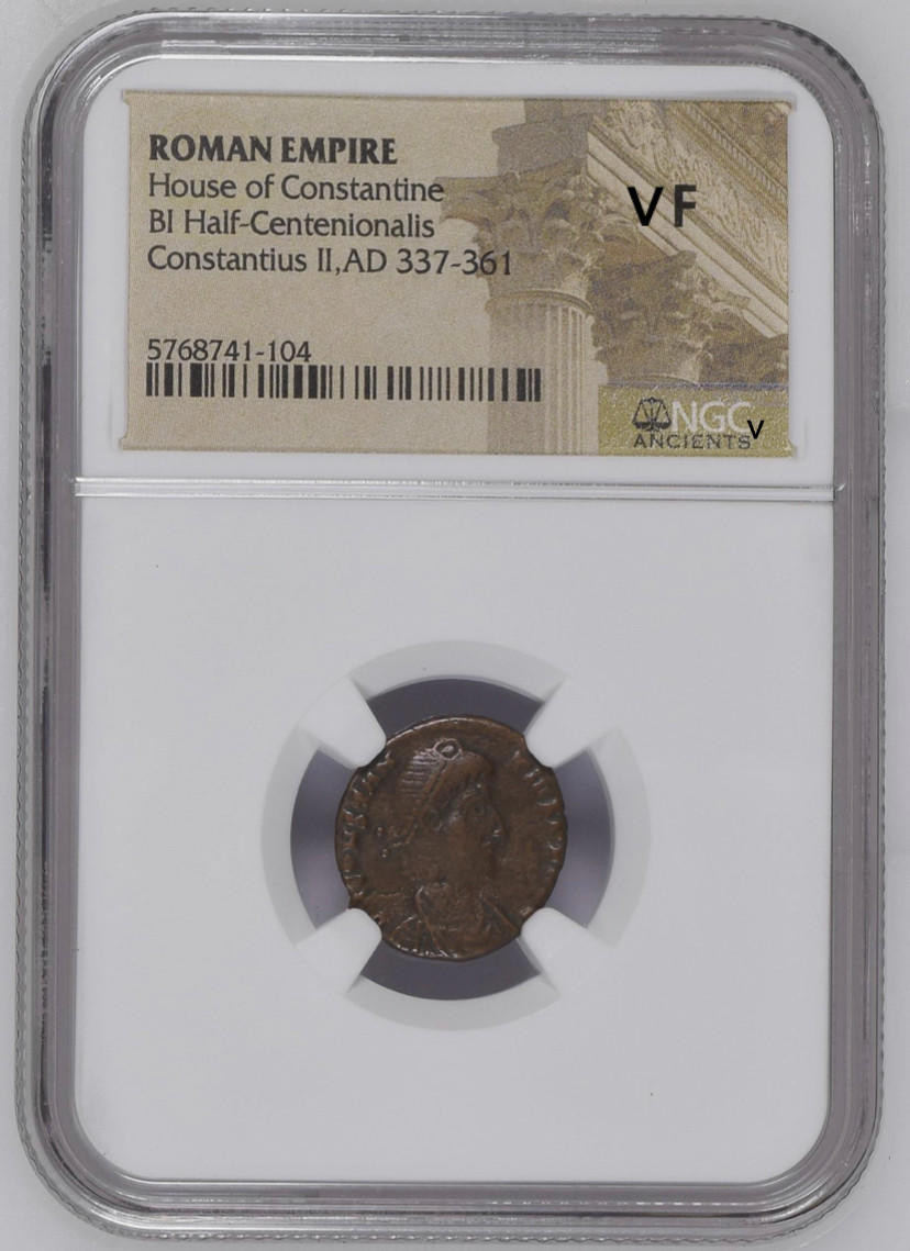 337-361 A.D. Bronze Roman Gladiator Coin NGC VF - Bullion Shark