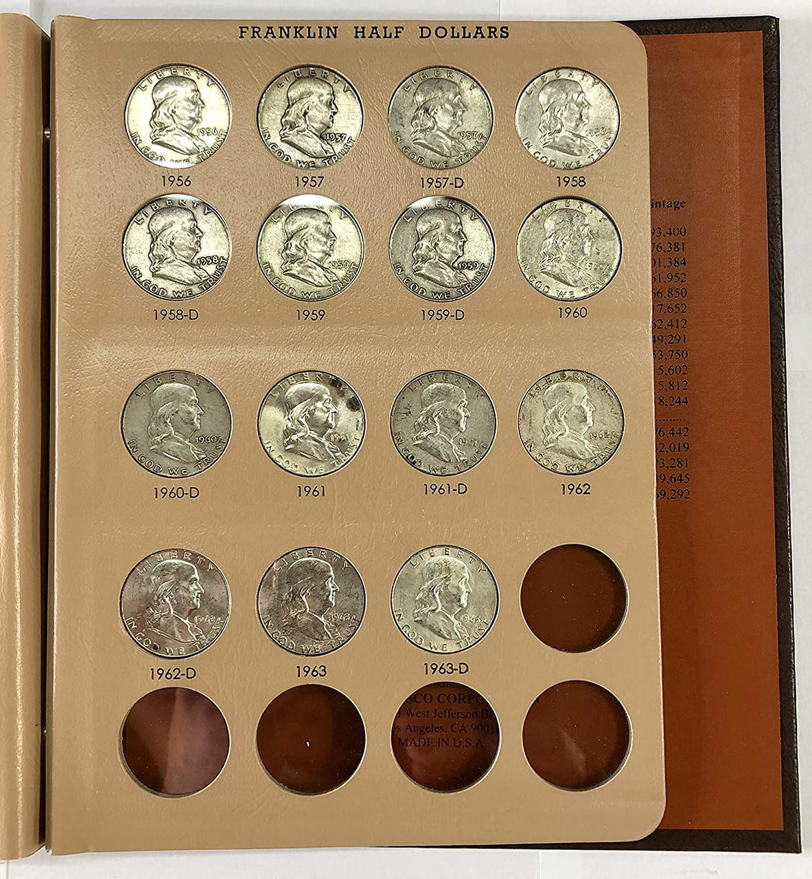 Complete Franklin Silver Half Dollar Set Circulated (VG-XF