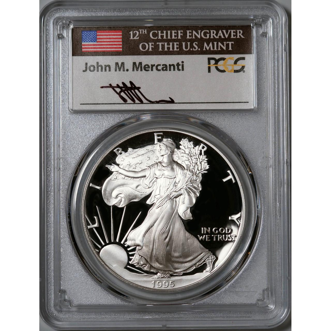 1995-W Proof SIlver Eagle PCGS PR70 DCAM John Mercanti Signed