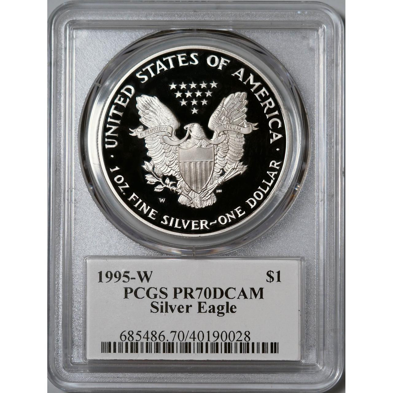 1995-W Proof SIlver Eagle PCGS PR70 DCAM John Mercanti Signed