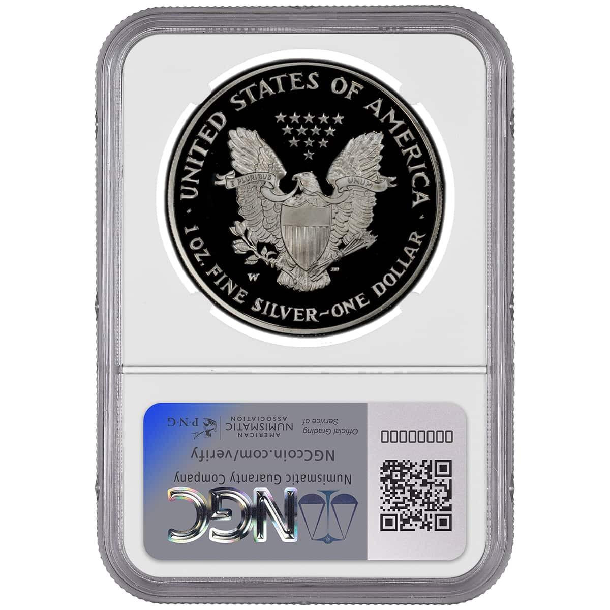 2002-W Silver Eagle NGC PF70 UCAM John Mercanti Signed - Bullion Shark