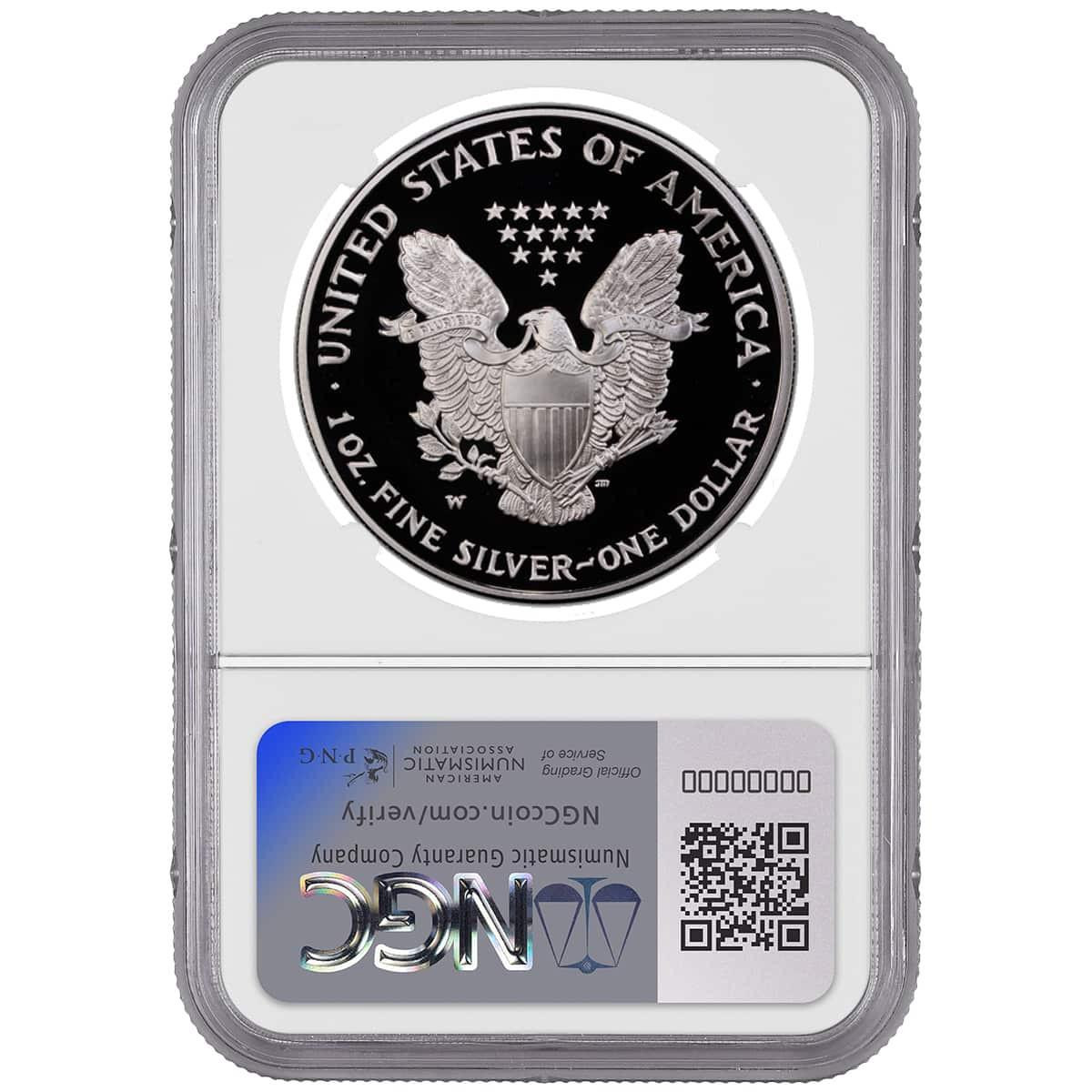 2003-W Silver Eagle NGC PF70 UCAM John Mercanti Signed - Bullion Shark