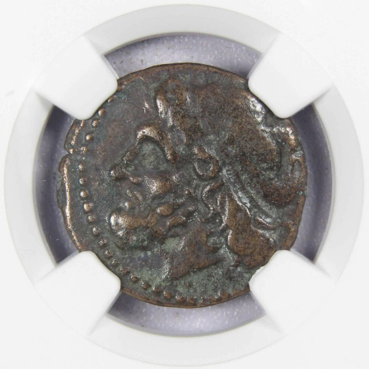 275-215 BC Sicily Syracuse Hieron II AE Poseidon Trident Dolphins