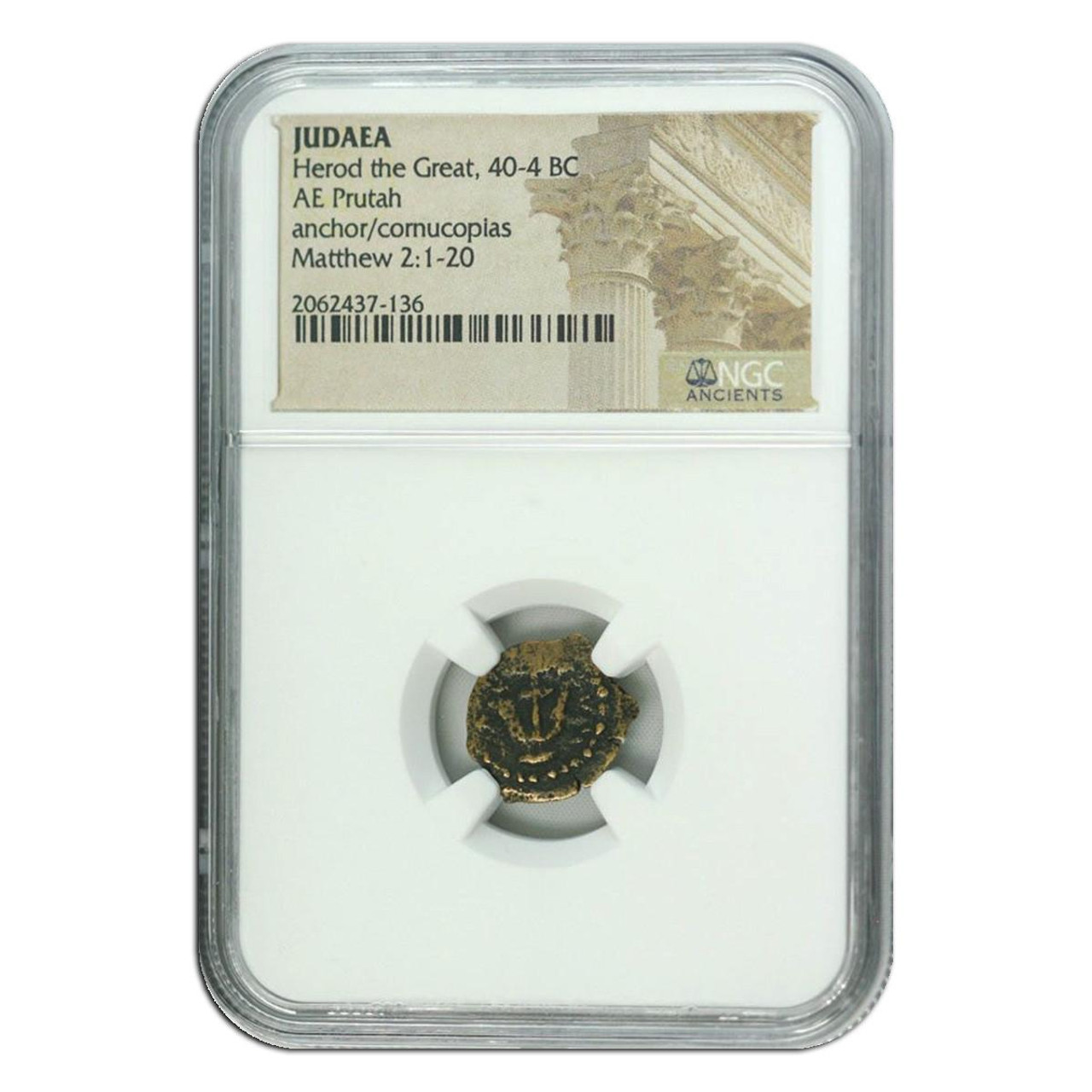 Bullionshark Judaea AE Herod 1st (40-4 BC) Prutah NGC (Coins of the Bible)