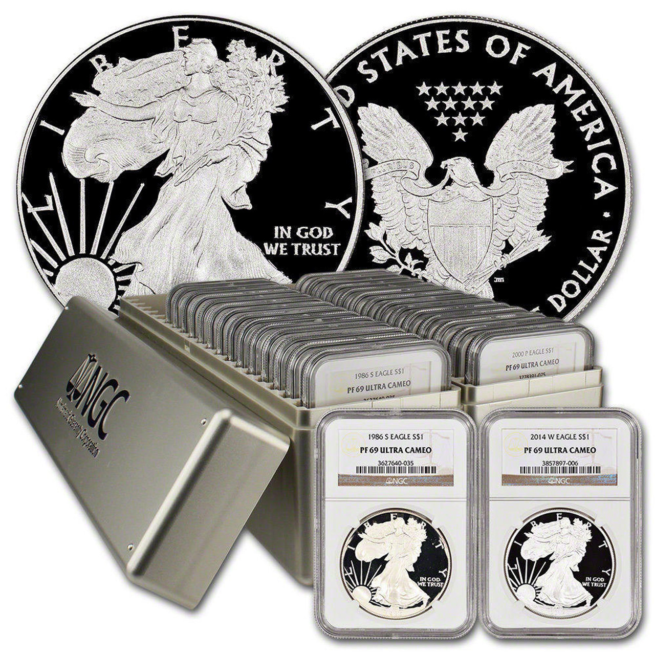 1986-2023 Complete Silver Eagle Coin Set NGC PF69 38-Coins