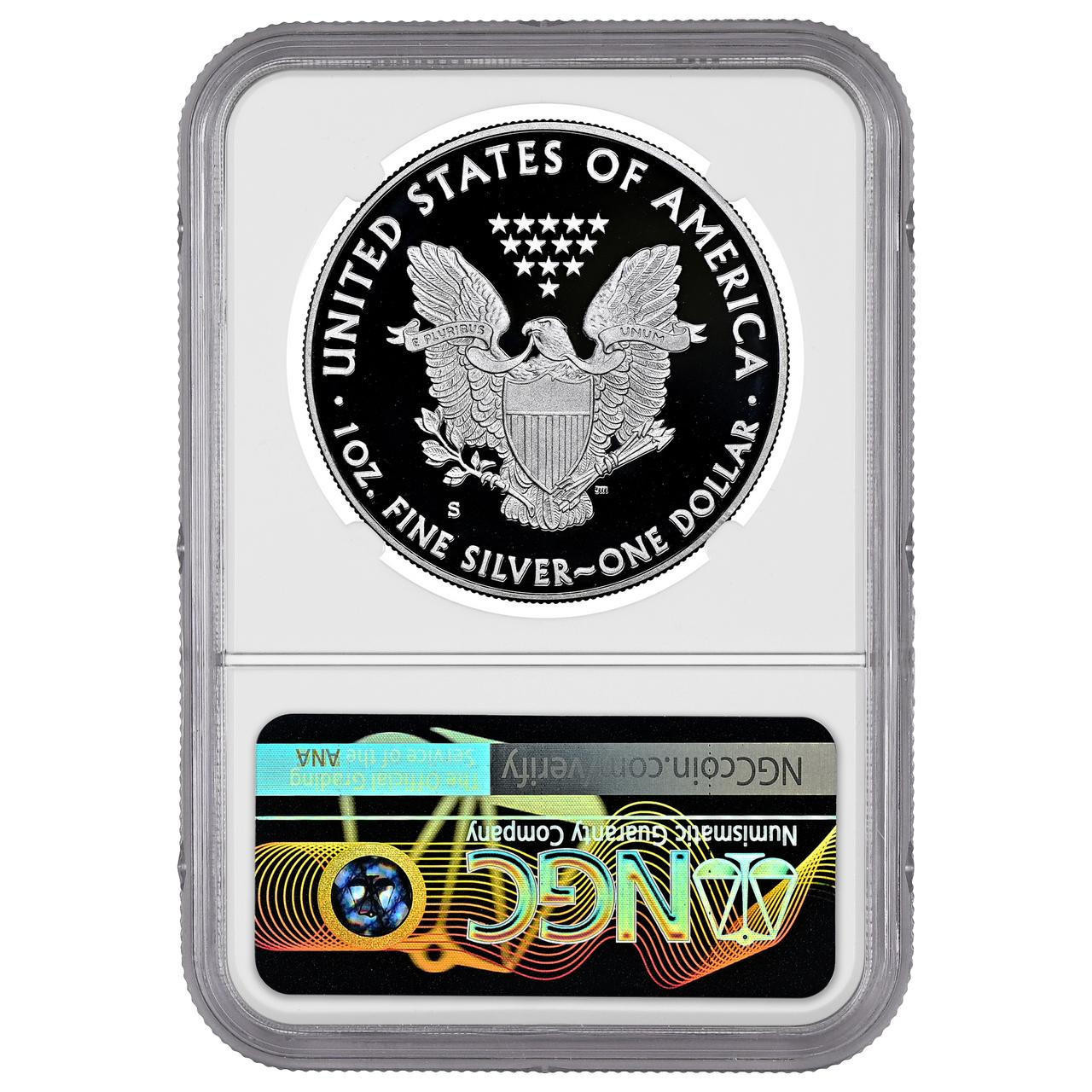 1986 S Silver Eagle NGC PF70 UCAM Thomas Uram Signed