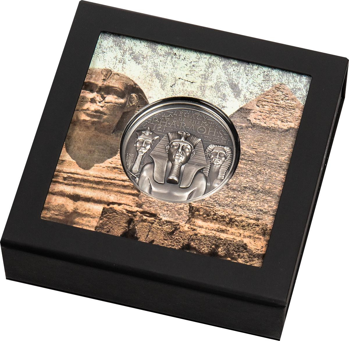 2022 Cook Islands 3oz HR Antique Silver Legacy of the Pharaohs