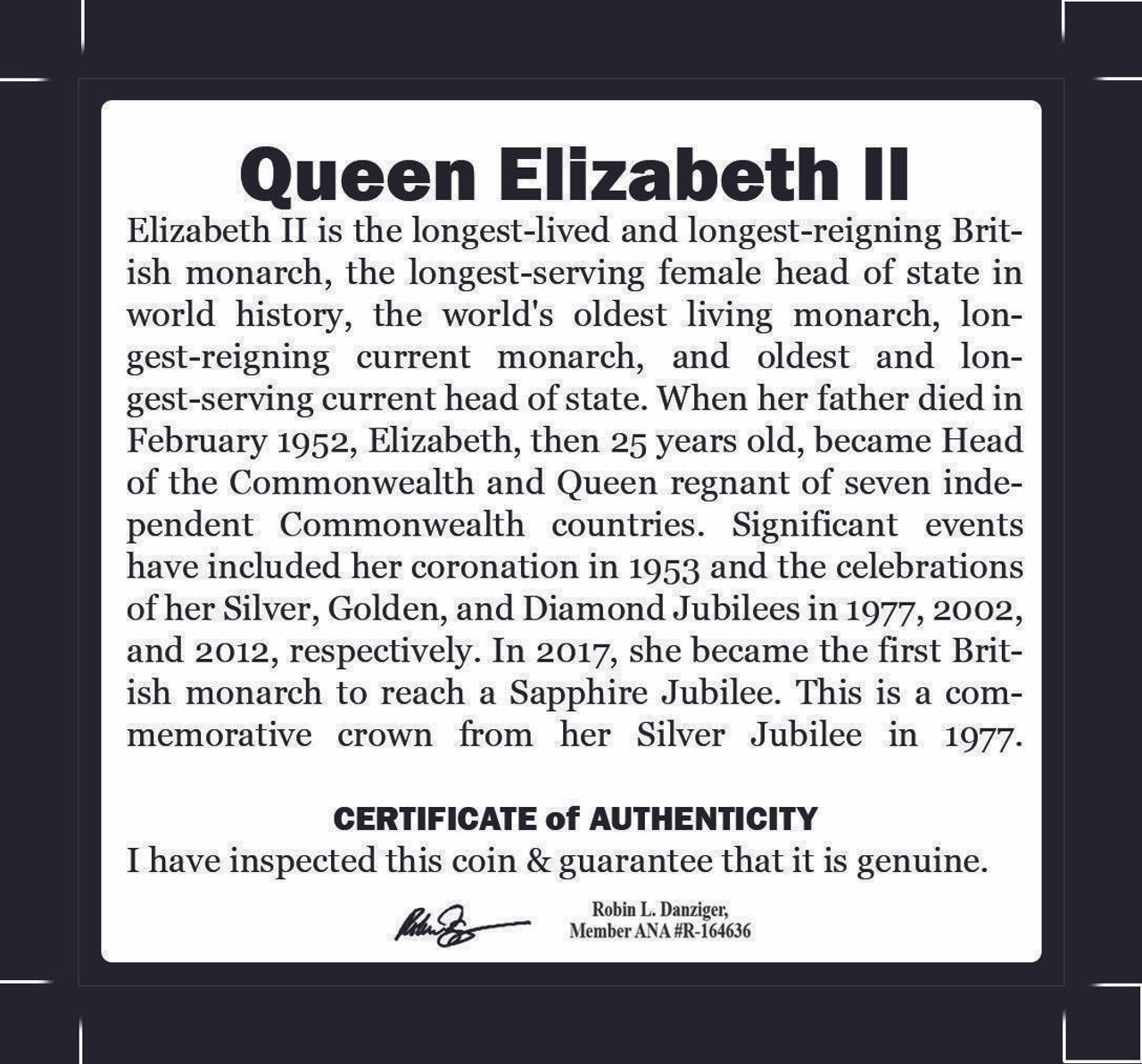 Queen Elizabeth II, Silver Jubilee Crown (1977) (Black Box)