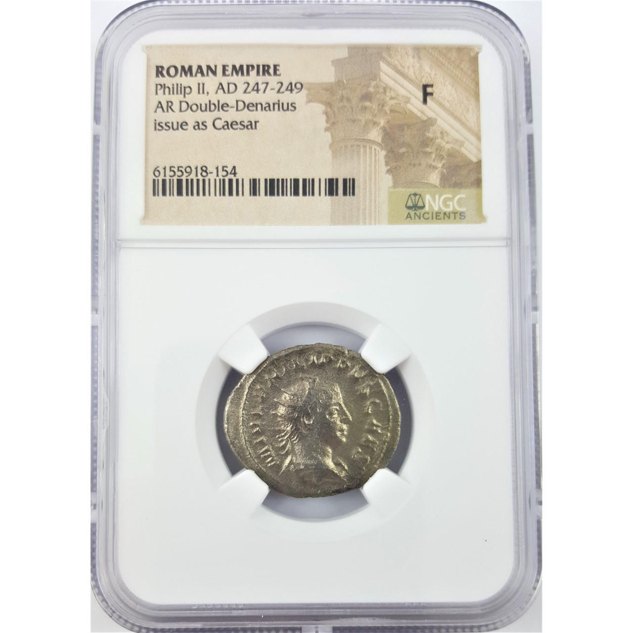 Roman Silver Antoninianus of Philip II (AD247-249) NGC (F)