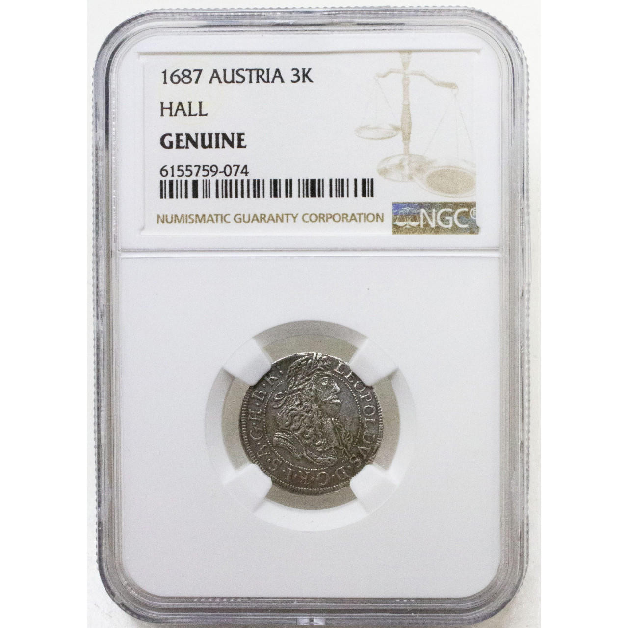 Bullionshark Leopold the Hogmouth – Silver 3 Kreuzer – NGC Certified Slab (High Grade) (HG)
