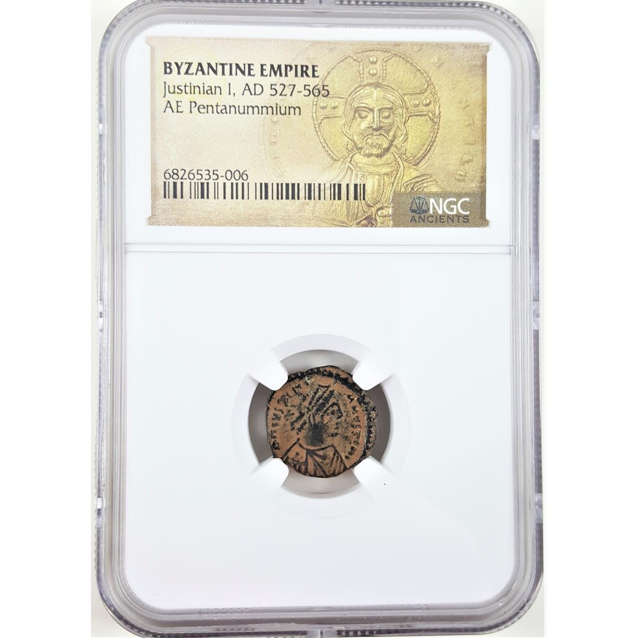 Pentanummia of Justinian I Byzantine Empire, NGC HG