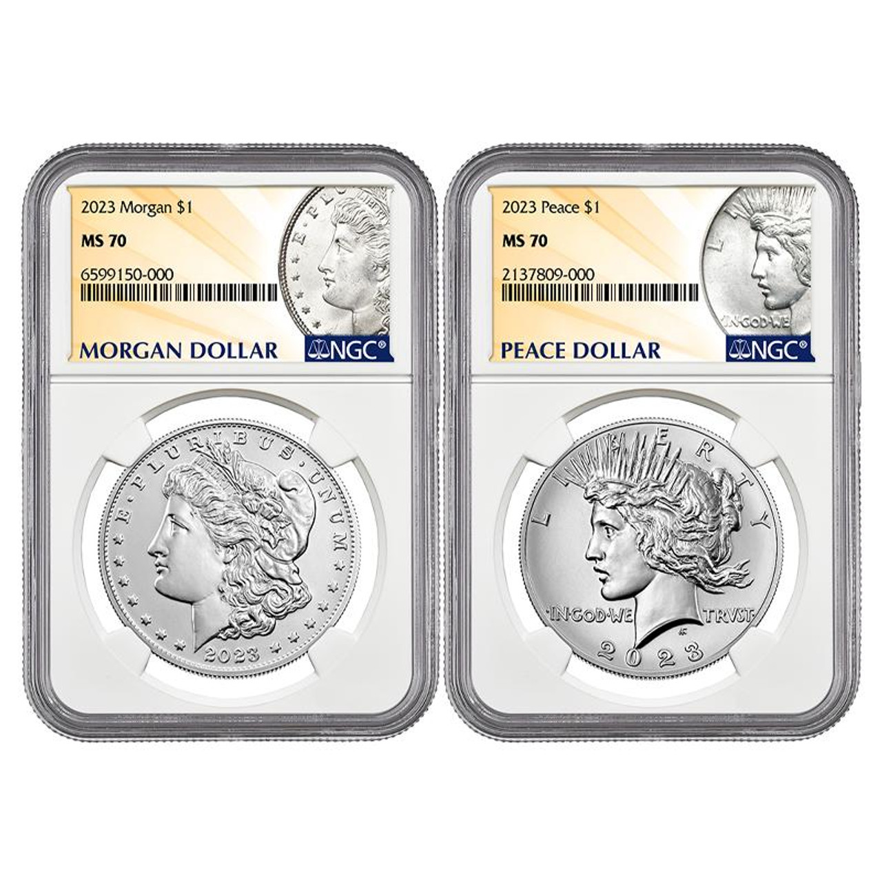 2023 Morgan & Peace Dollar NGC MS70 - 2pc Set