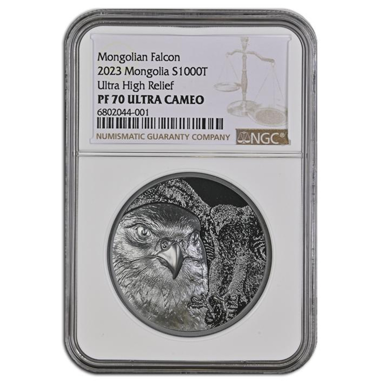 Bullionshark 2023 S1000T 2oz Black Mongolian Falcon NGC PF70 UCAM- High Relief
