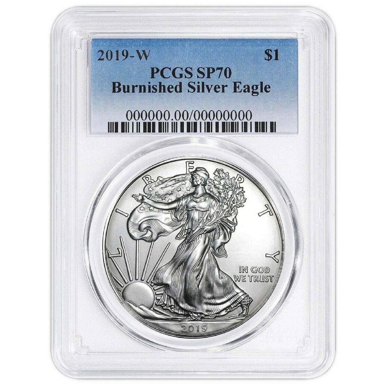 【新品】イーグル銀貨 Eagle 2019-W PCGS PR70 FDOI 2019-W Burnished Silver Eagle PCGS SP70