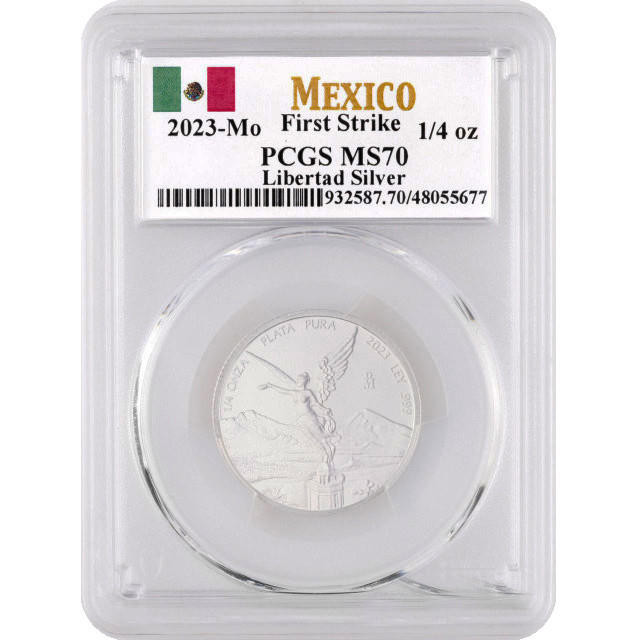 2023-Mo Mexico Silver Libertad .999 Silver 1/4 oz Coin PCGS MS70