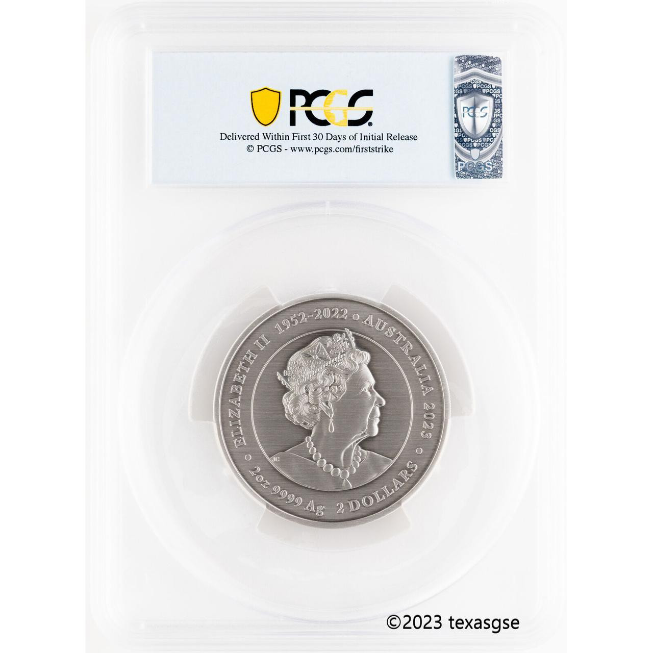 2023 P Australia 2 oz Silver Antique First Strike Kangaroo 