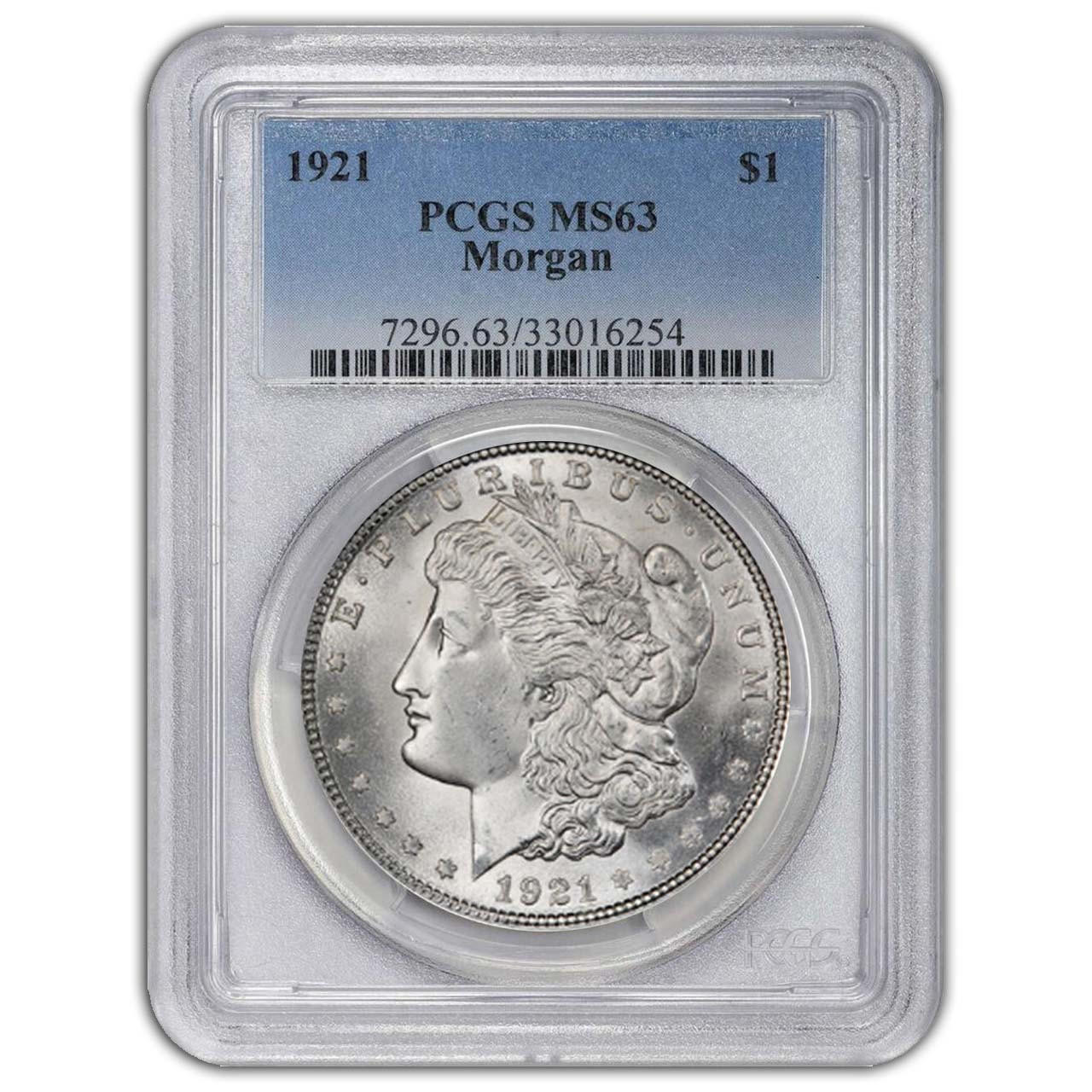 1921-P Morgan Silver Dollar PCGS MS63 - Last Year of Issue