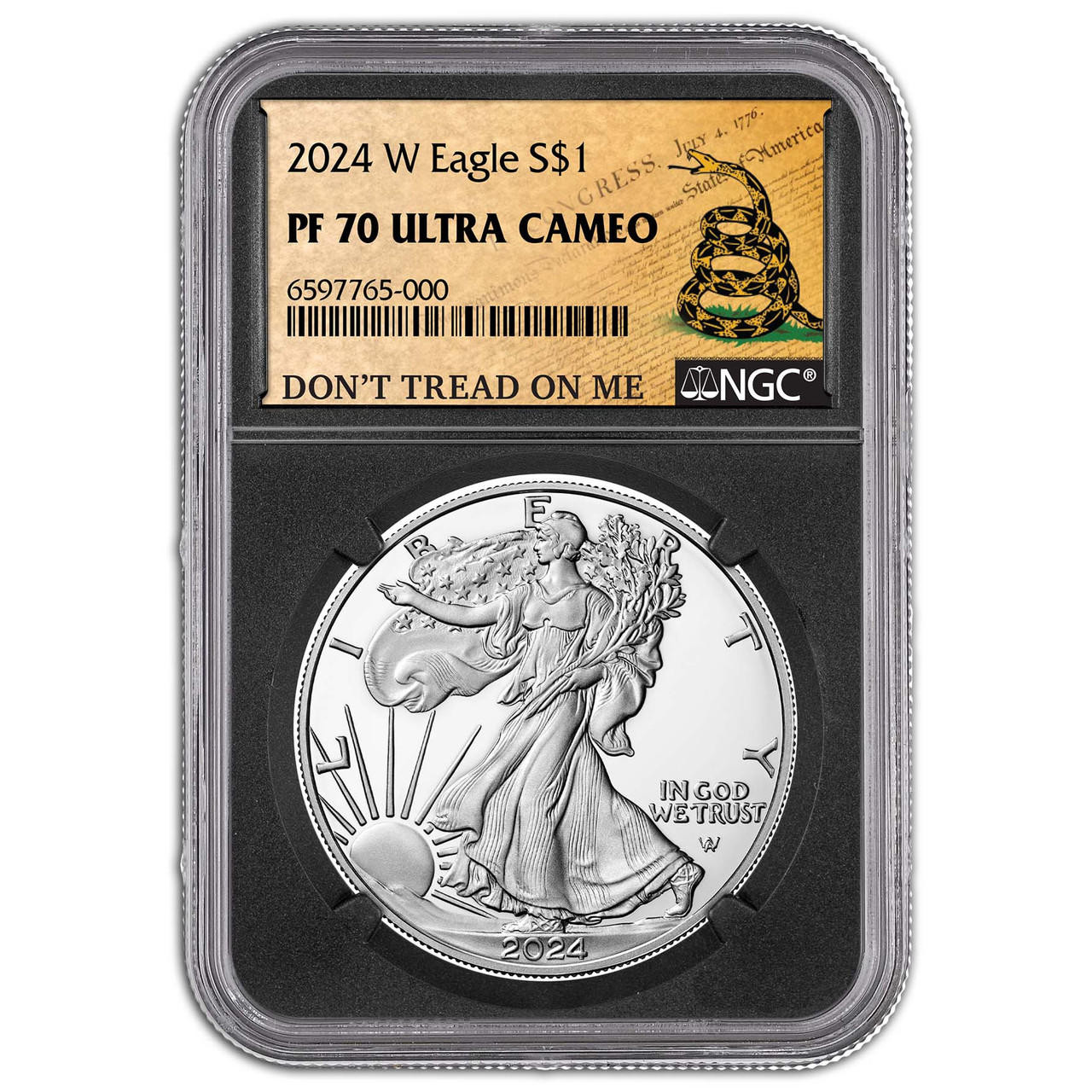 2024-W Silver Eagle NGC PF70 UCAM - Don't Tread on Me Black Core