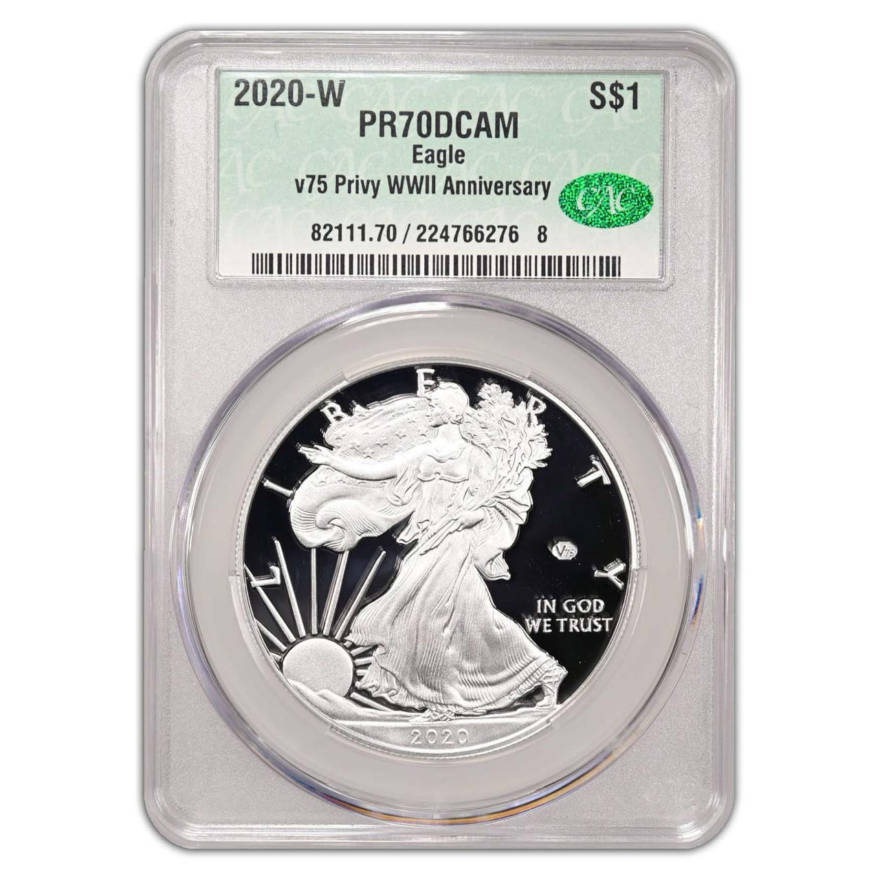 2020 V75 Silver Eagle CAC PR70 DCAM -V75 Privy Mark