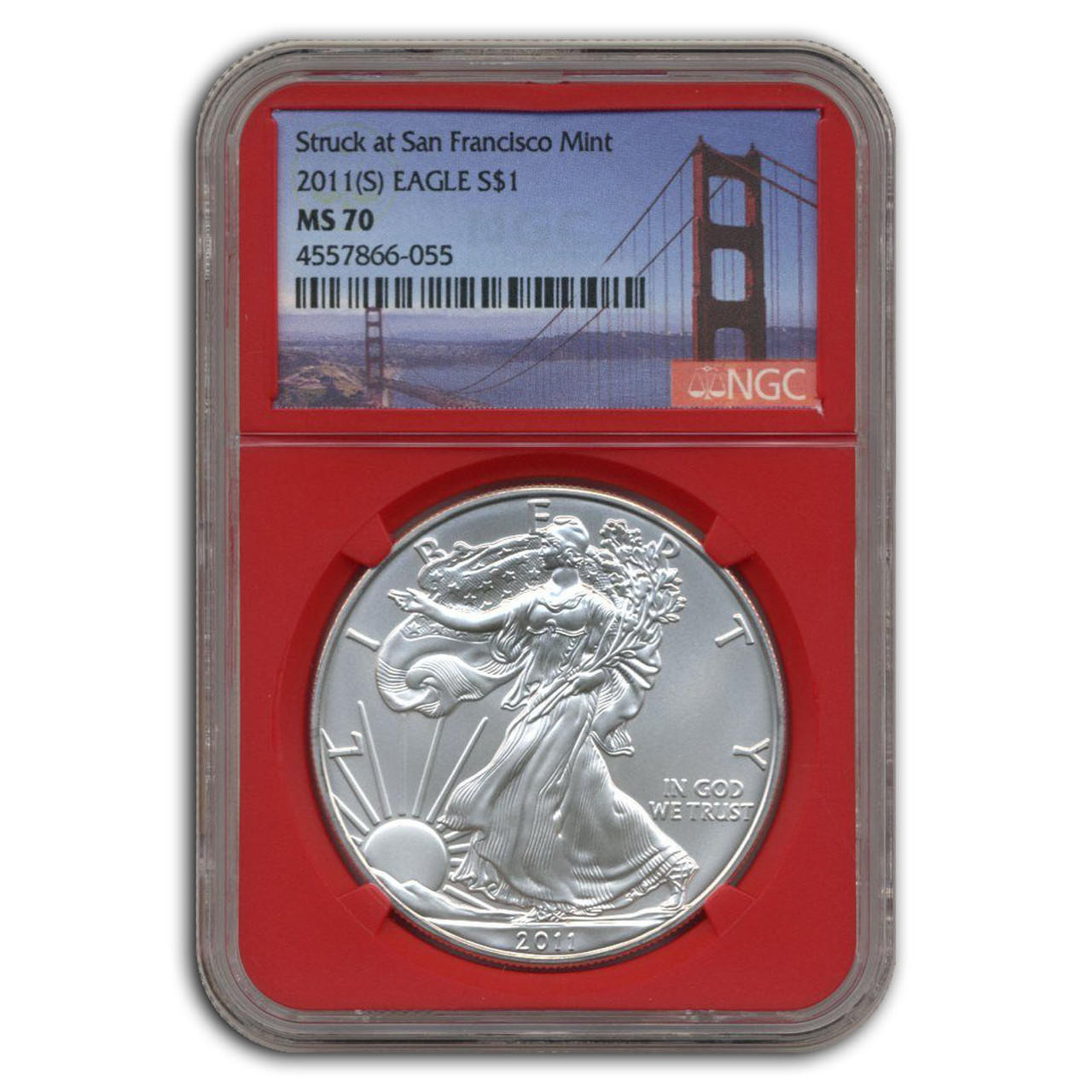 2011 (S) Silver Eagle NGC MS70 - Struck at San Francisco