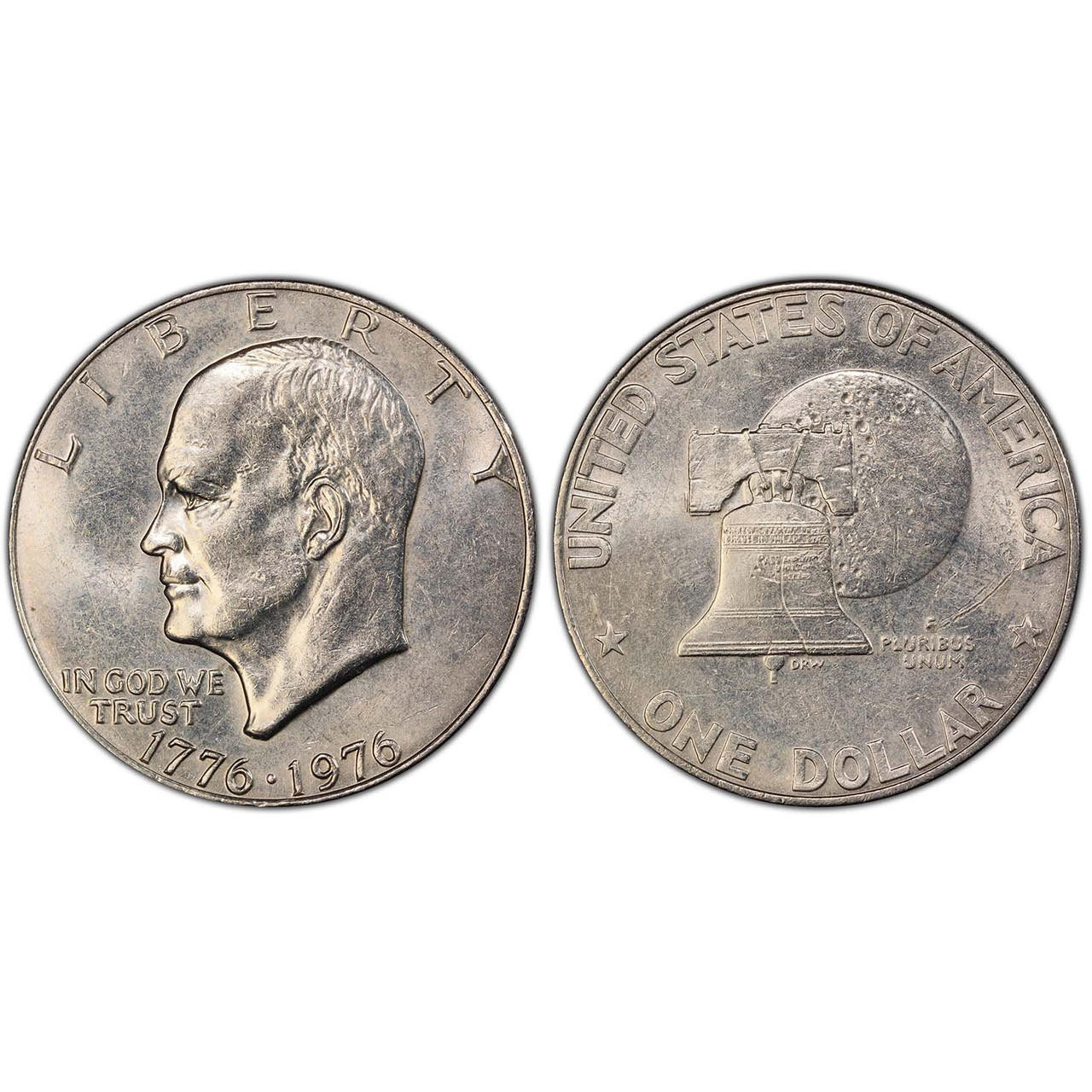 1976 Type 1 & Type 2 Eisenhower Dollar 2pc Set - AU/BU