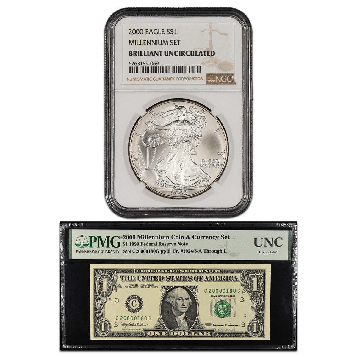 2000 Silver Eagle NGC Brilliant Uncirculated Millennium Set w