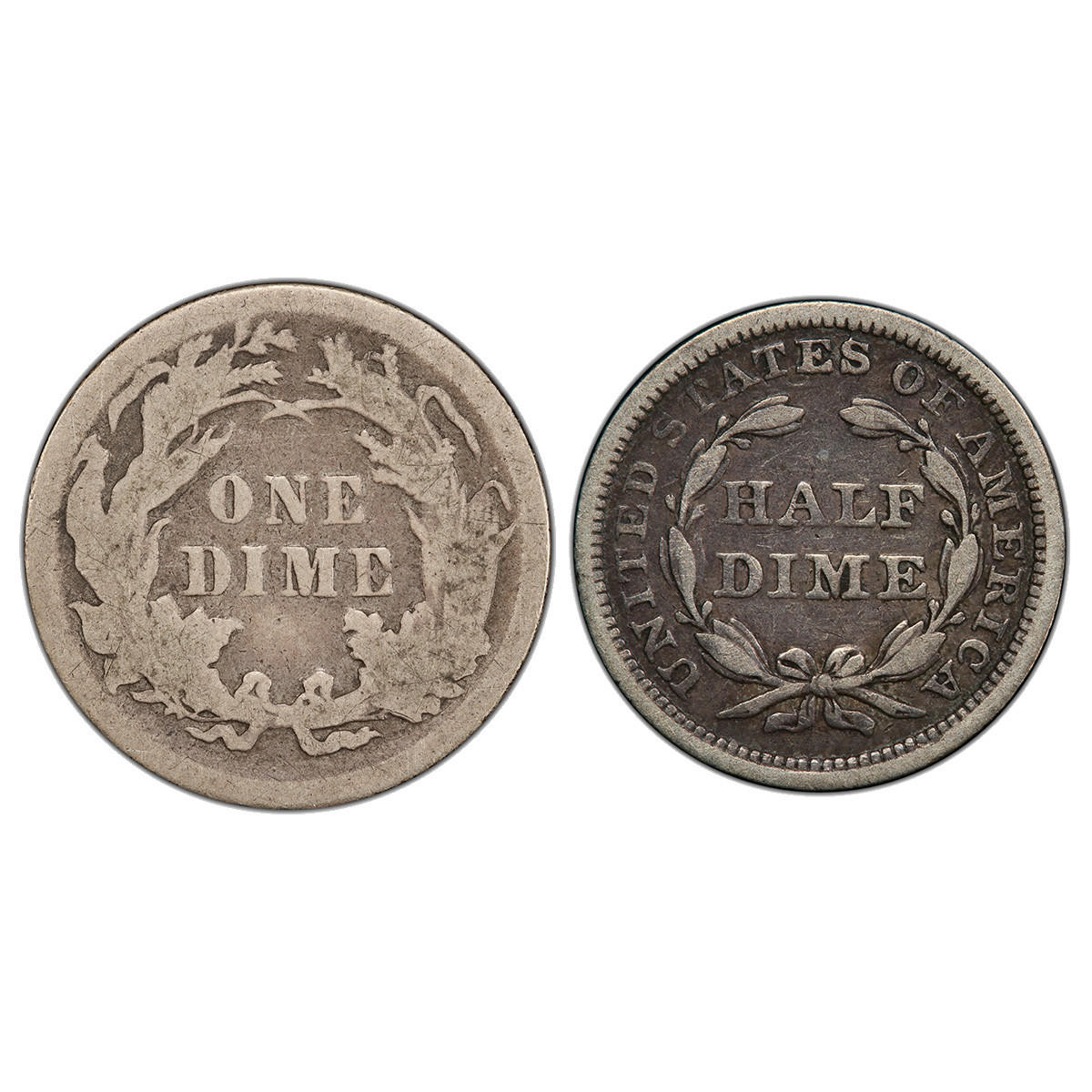 1800s Seated Dime & Half Dime - 2pc Set