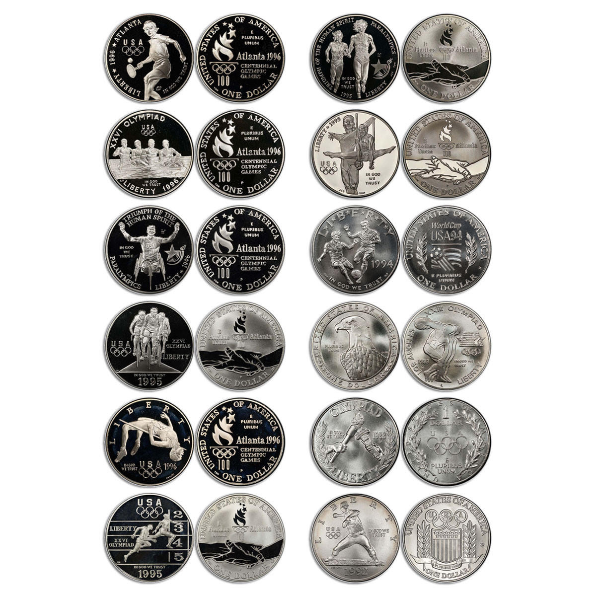 Complete Sports Silver Dollar Commemorative 12pc Collection