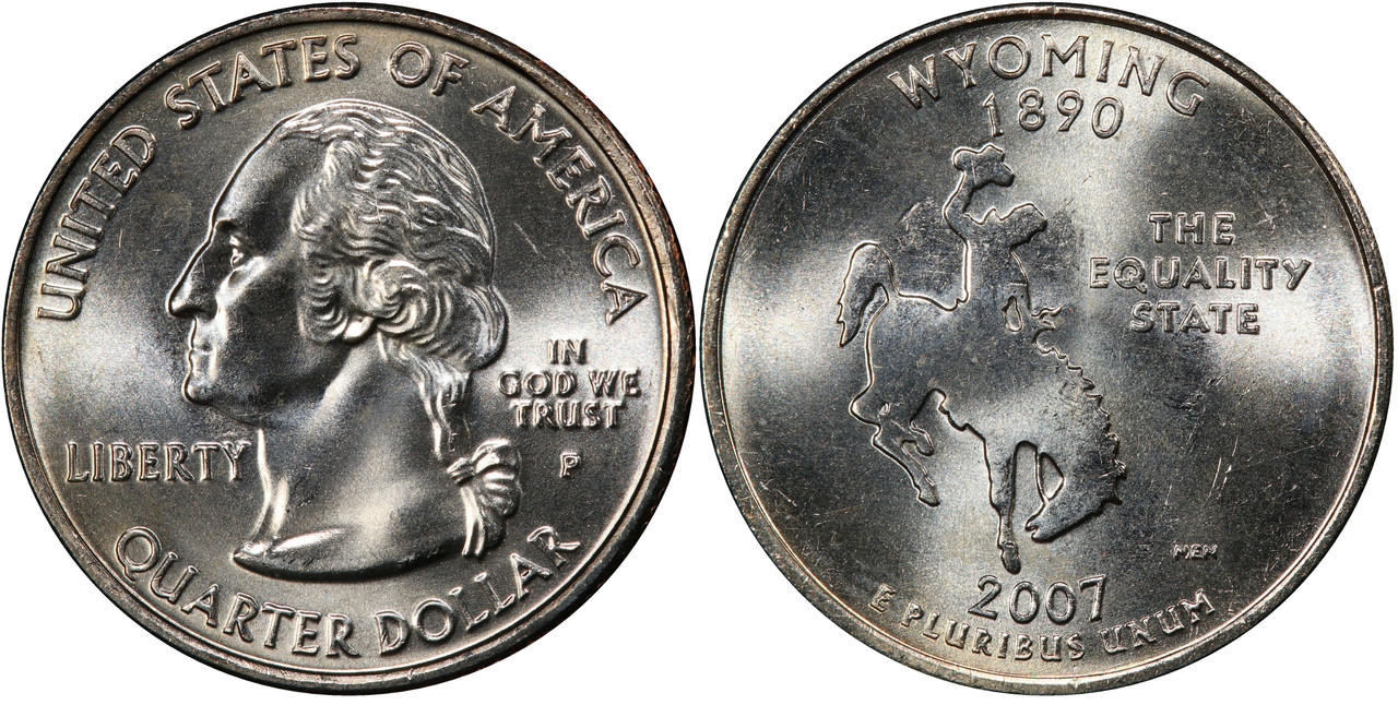 【新品未使用】2007年発行 ワイオミング州Quarter 1 バンク•ロール 2007 P Wyoming State Quarter. Uncirculated From US Mint roll