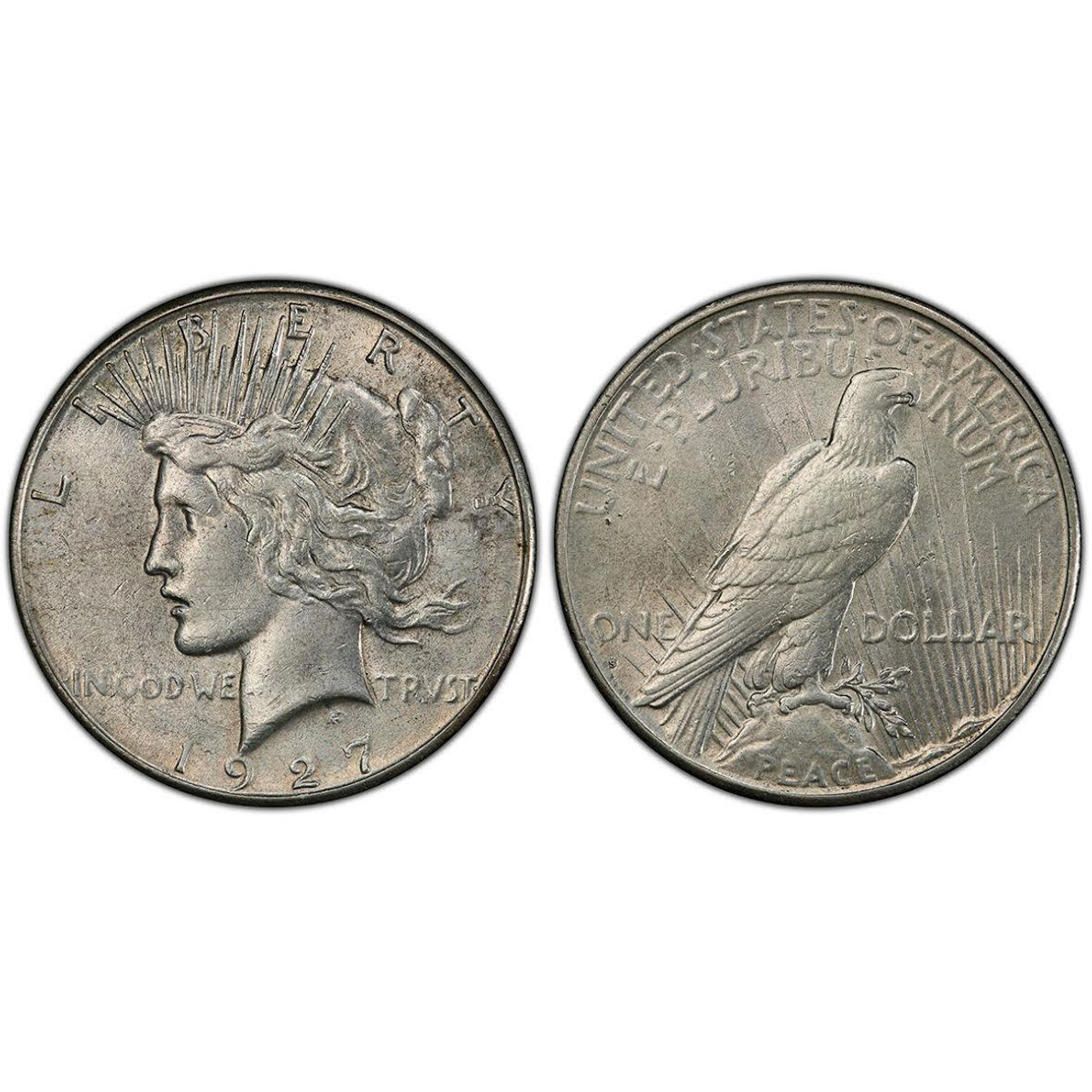 1927-D $1 Peace Dollar ANACS AU 53 詳細 クリーニング済み
