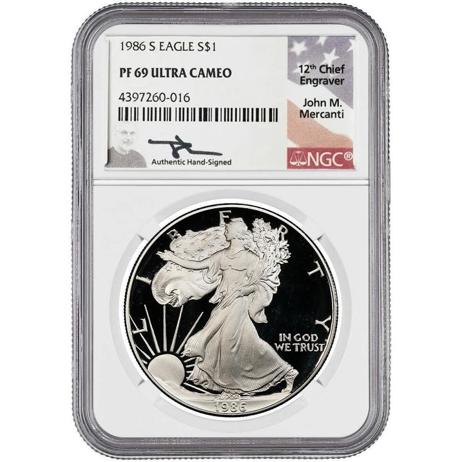Buy 1986-S Proof Silver Eagle NGC PF69 Mercanti Online