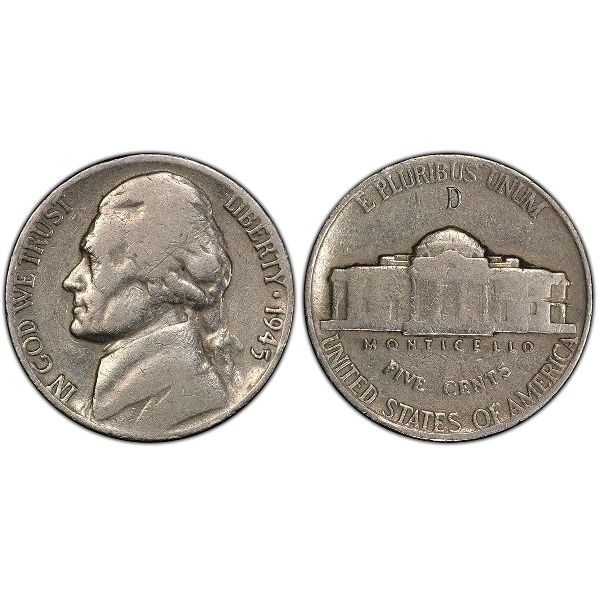 1945-D Jefferson Nickel - Silver Nickels - Circulated