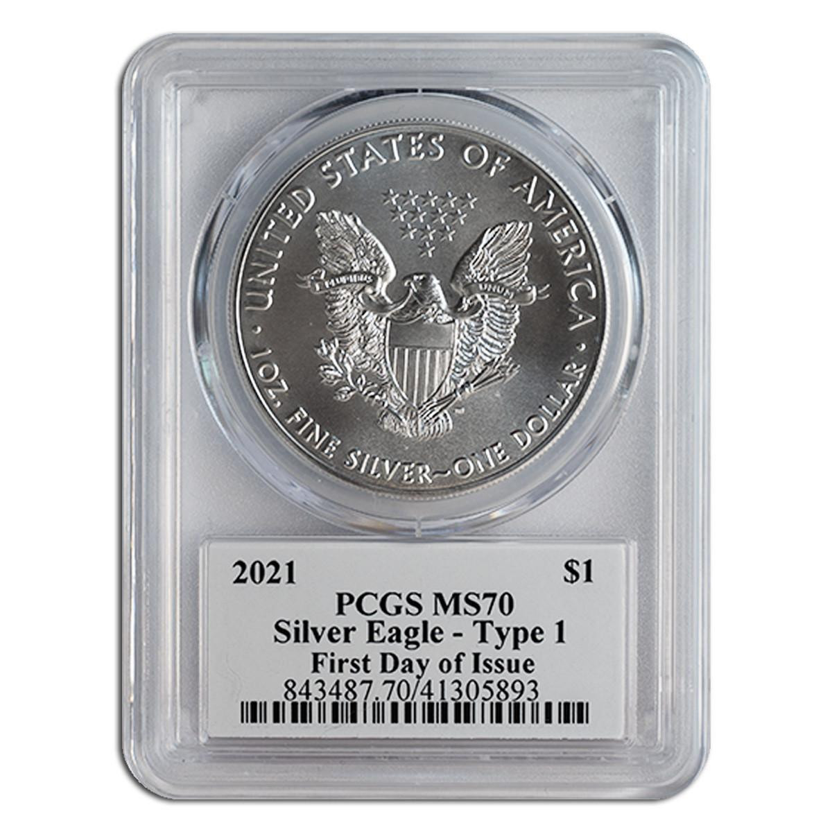 Buy 2021 T1 Silver Eagle PCGS MS70 FDI PCGS Co-founder Signed Online