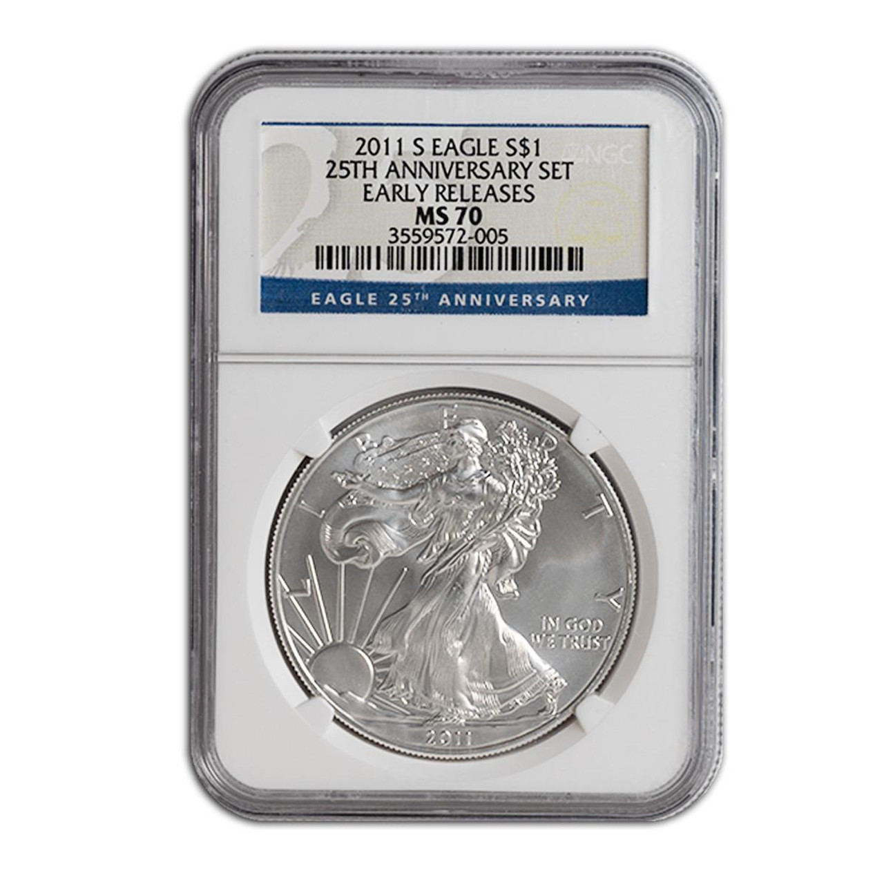 「訳あり」NGC MS70 2011 イーグル銀貨 EARLY RELEASES 2011-S Burnished Silver Eagle NGC MS70 Early Releases - The