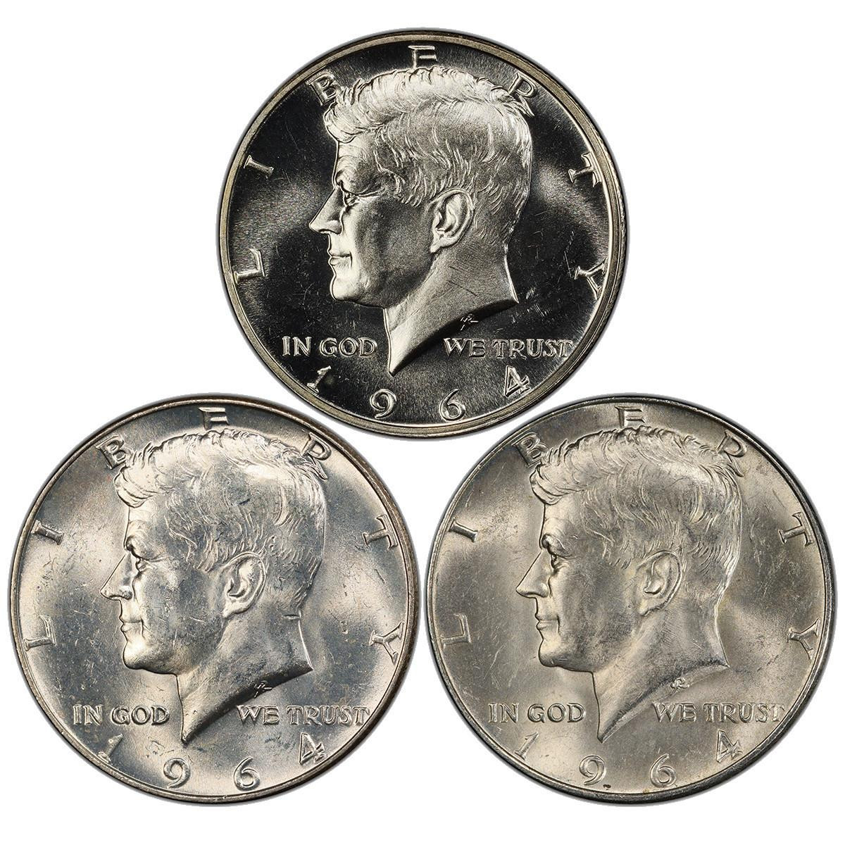 Buy 1964 P,D & Proof Kennedy Half Dollar - 3pc First Year
