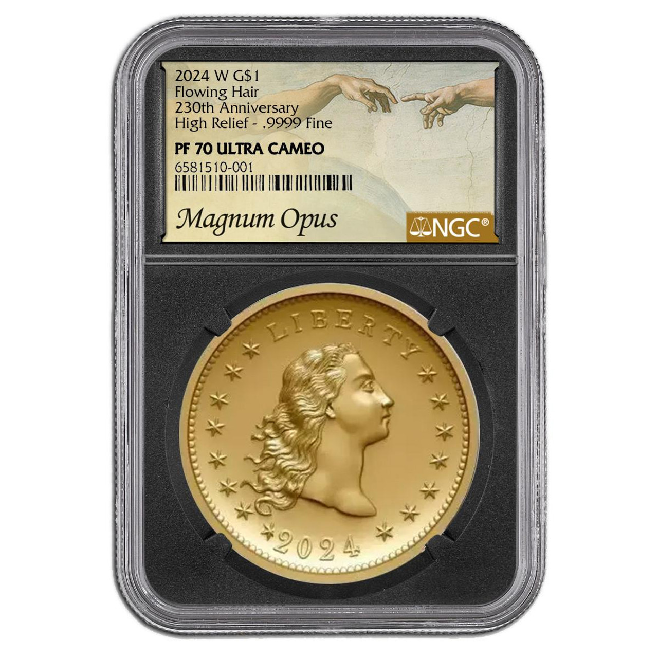2024 1 oz Gold Flowing Hair Dollar Coin NGC PF70 UCAM Magnum