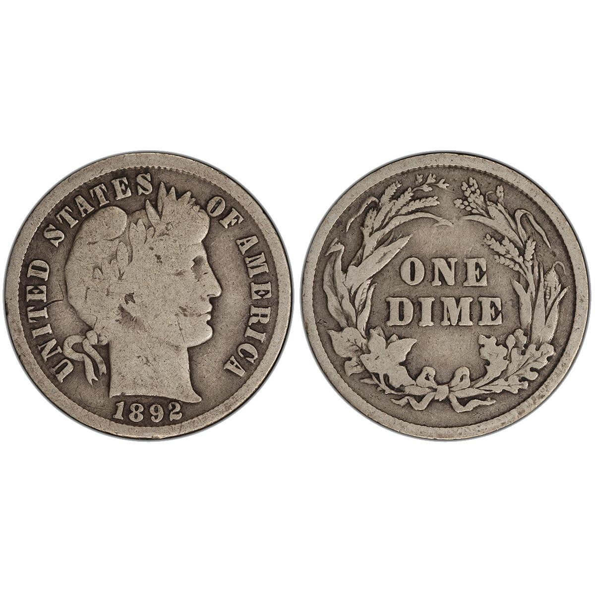 Barber Quarter, Half Silver 3-Coin Set (Dime, Dollar), Good