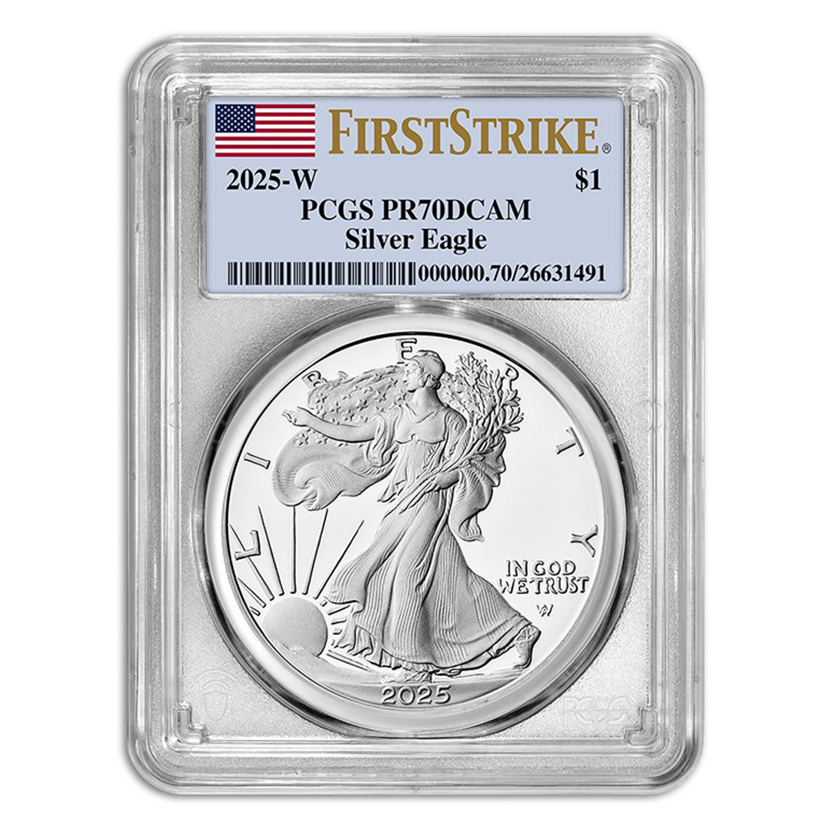 2025-W Proof Silver Eagle PCGS PR70 DCAM First Strike Flag