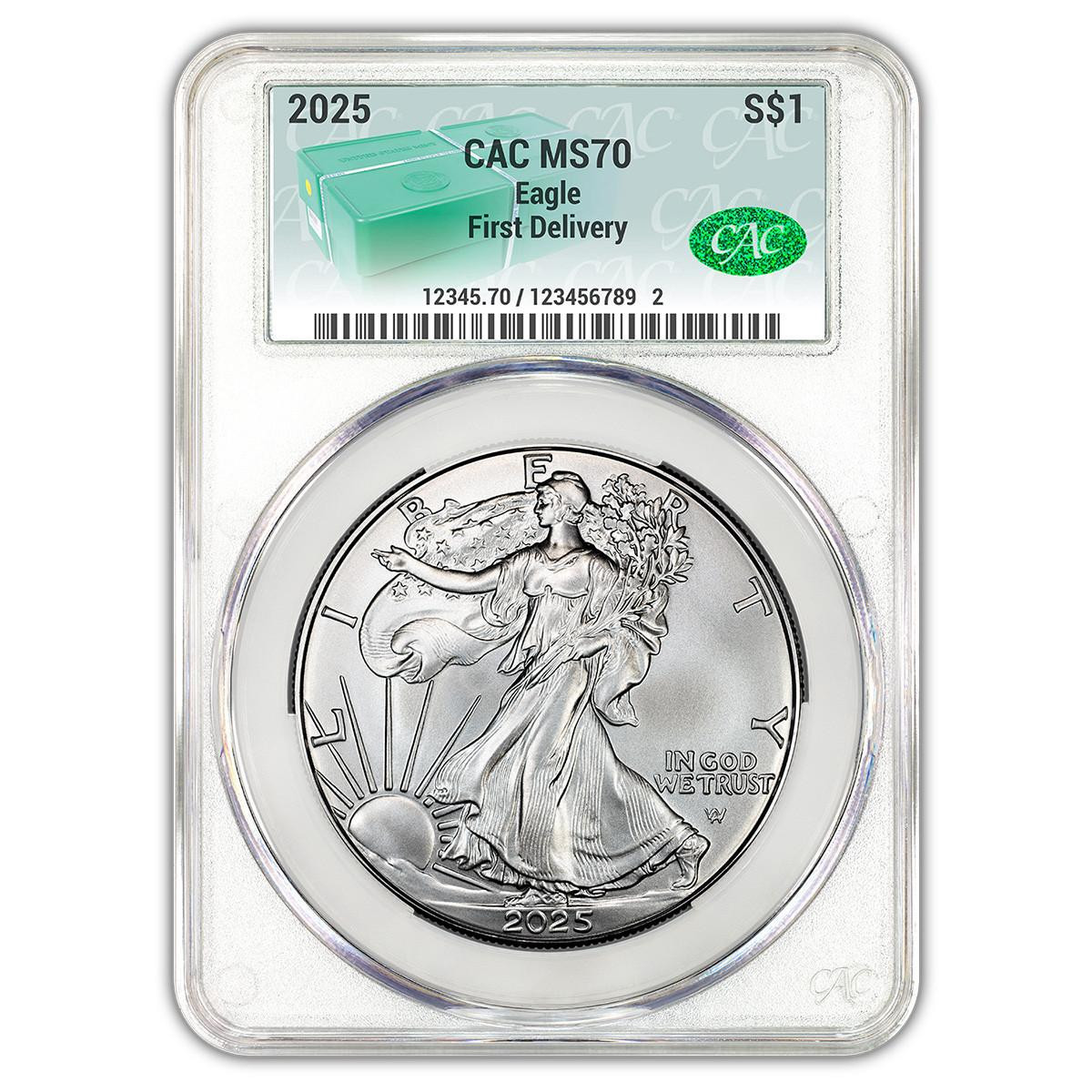 2025 $1 American Silver Eagle CAC MS70 Monster Box Label