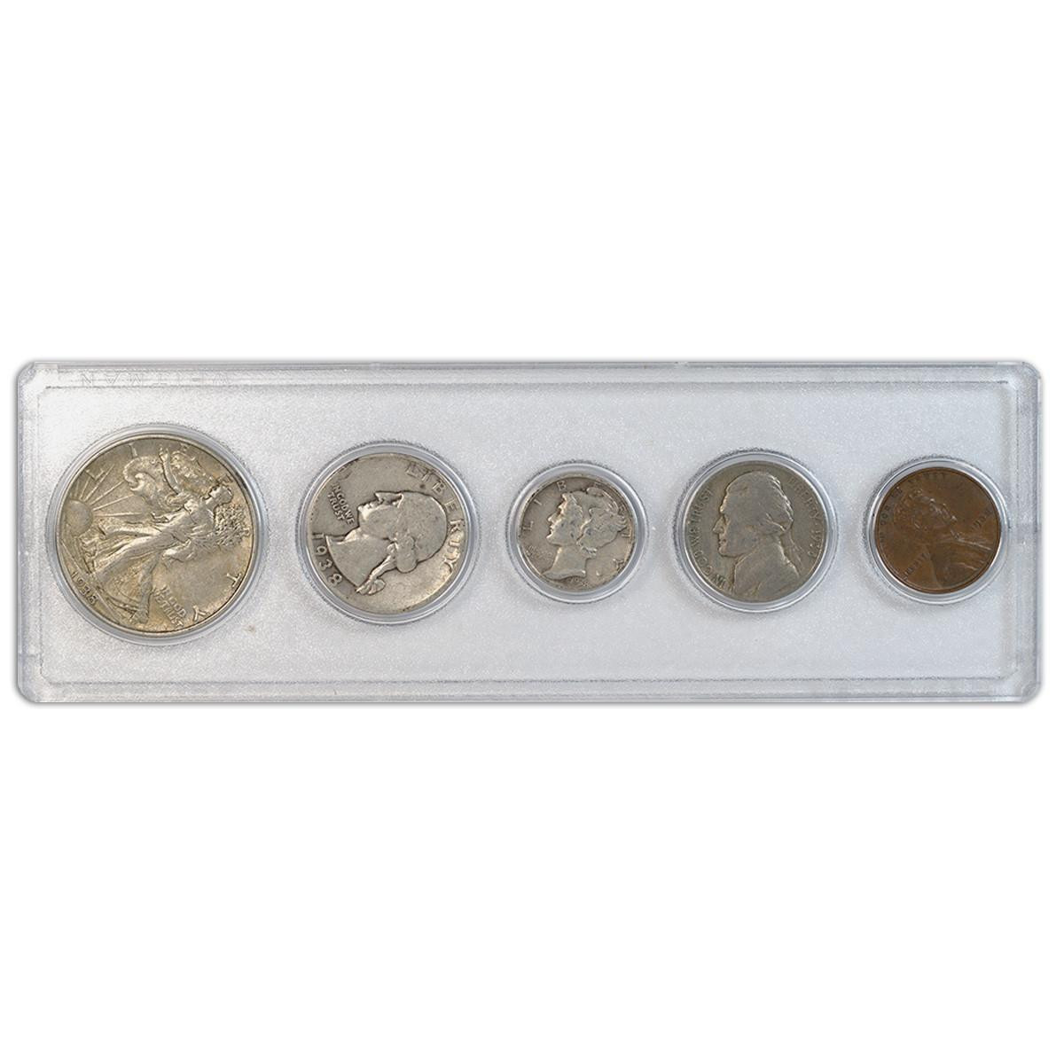1938 Year Set 5 Coins in Very Good or Better Condition