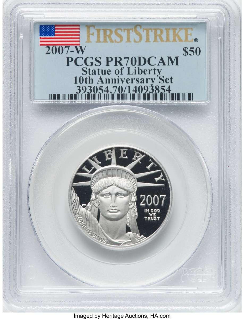 Bullionshark 2007-W $50 Modern Bullion Coin PCGS MS70 DCAM    - HAT761357055